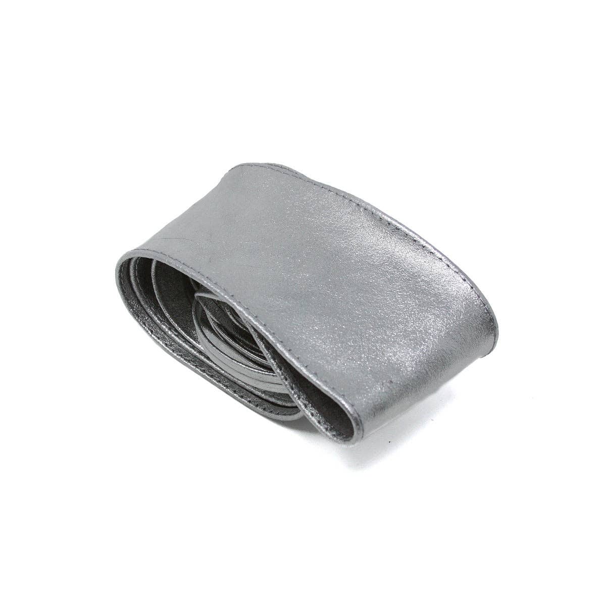 German Fuentes Handbags - CINT-04 THIN LEATHER WRAP BELT: PEWTER