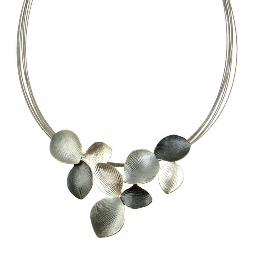 Origin Jewelry - Lily Leaf Necklace: Gold/Gray; Silver/Gray; Blues/White; 18": Gold