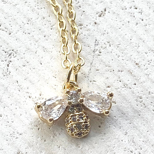VB&CO Designs Handmade Jewelry - Bee necklace dainty jewelry crystal gold necklace
