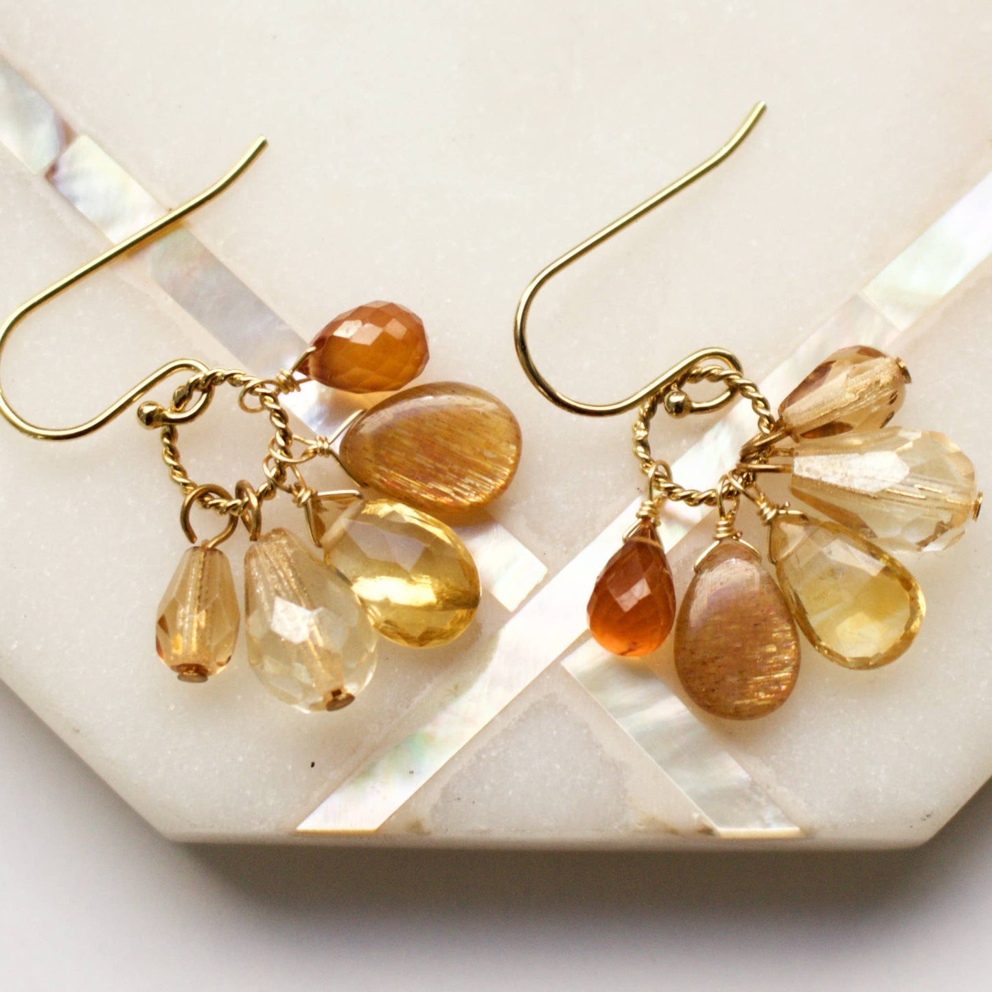 a.v. max - Semi Precious Cluster Earrings: Gold Multi