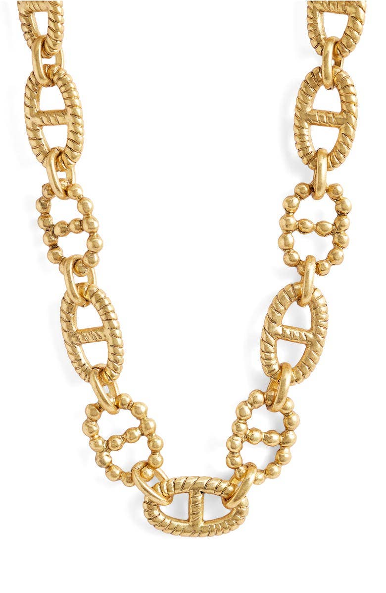 KARINE SULTAN - Chainmail and carved link layering necklace: Gold