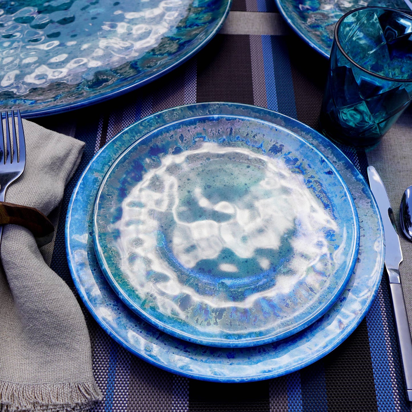 Certified International - Radiance Teal Set of 6 Melamine Salad Plates 9in