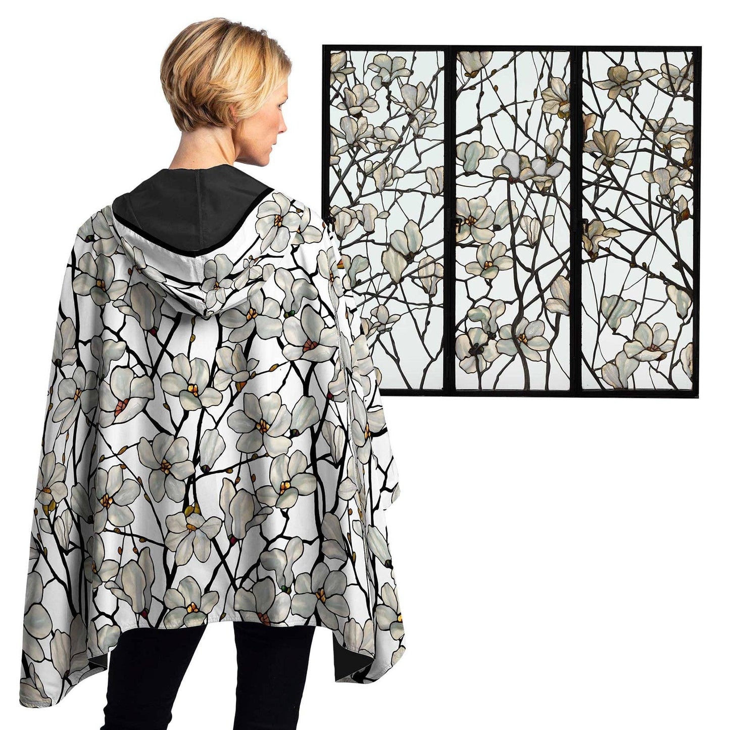 RainCaper - Tiffany Magnolia Womens Rain Cape - Rainproof Breathable Rain Poncho for Women