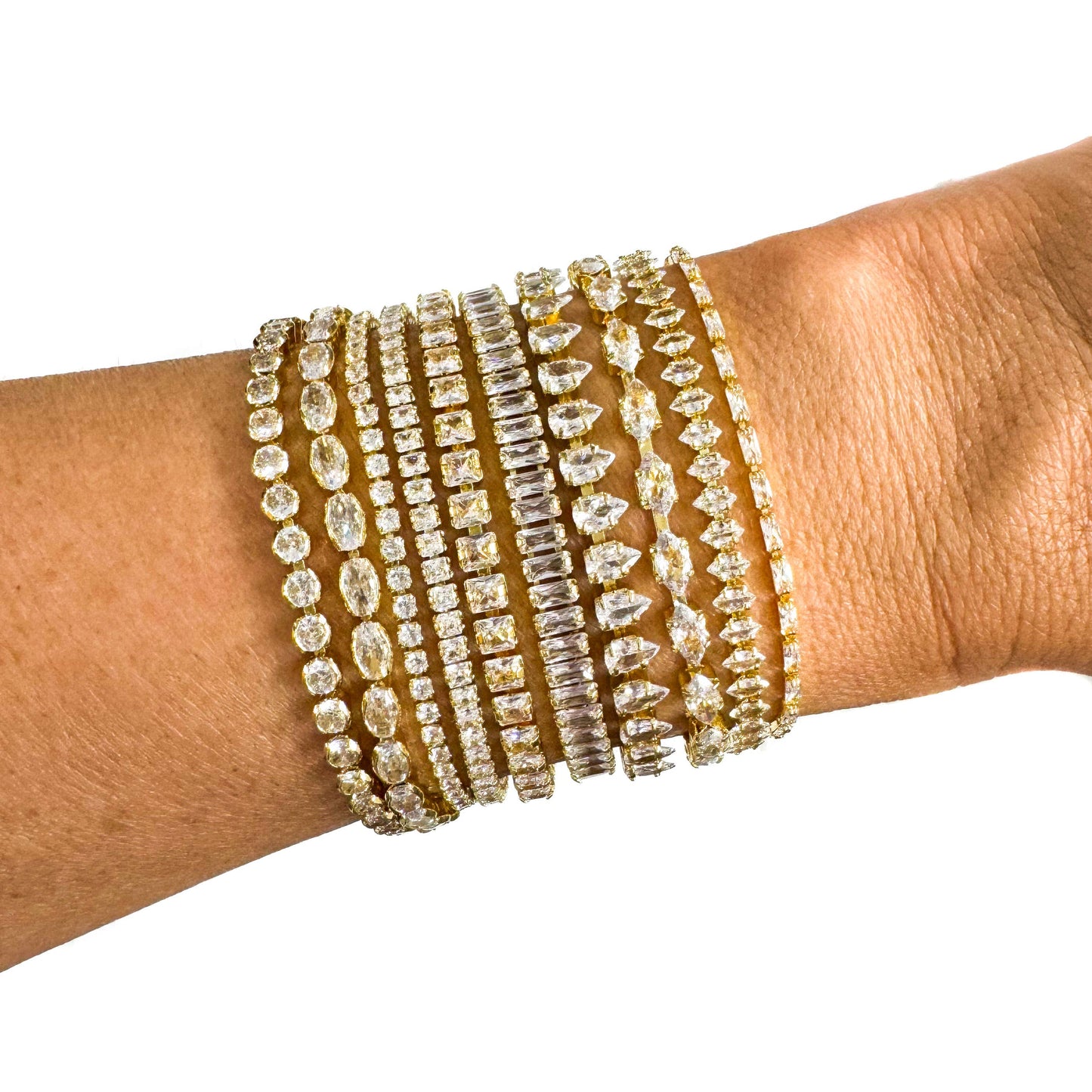 Savvy Bling - Semi Precious Pave Gold Filled Adjustable Bracelets: Round