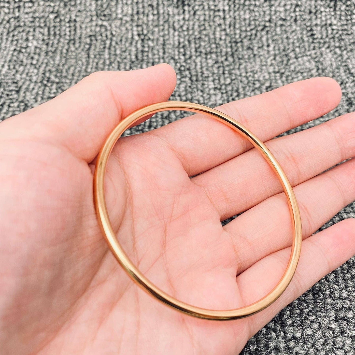 Mio Queena - 5 Sizes 3 Colors Optional 3mm Stainless Circle Bangle - FGS: Golden / XS/56mm (Inner diameter)