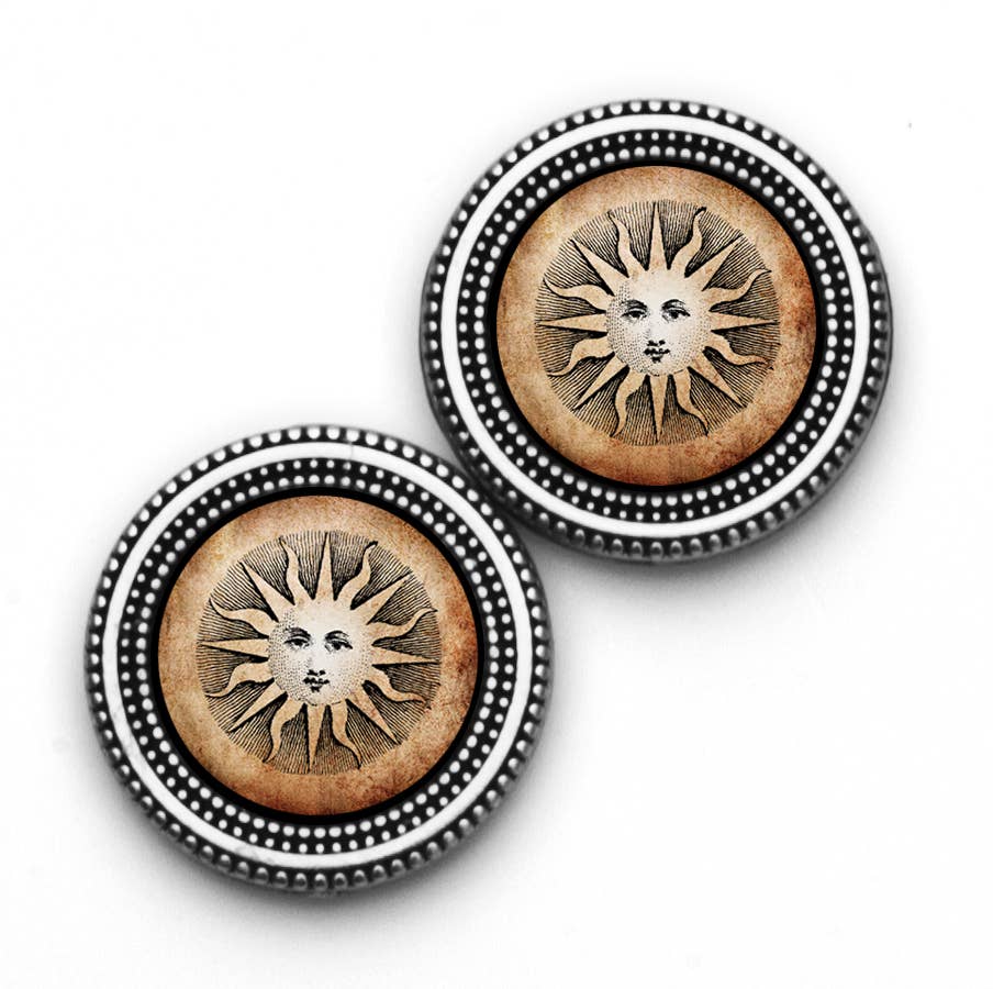 MagneButton - Vintage Sun Image Magnet Button Pin Set