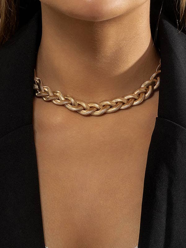 Elanora - Adjustable Snake Chain Choker Necklace: GOLD / Adjustable