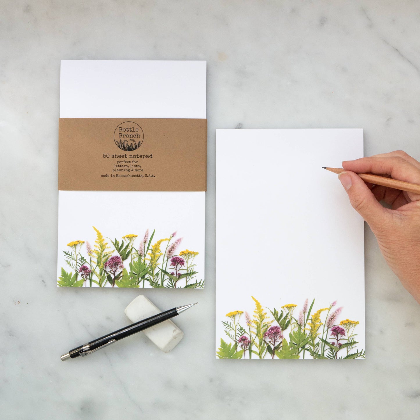 Bottle Branch - Large Notepad, Wildflowers
