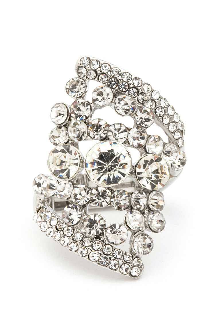 Artini Accessories - Mix Stone Crystal Statement Stretch Ring: Multi