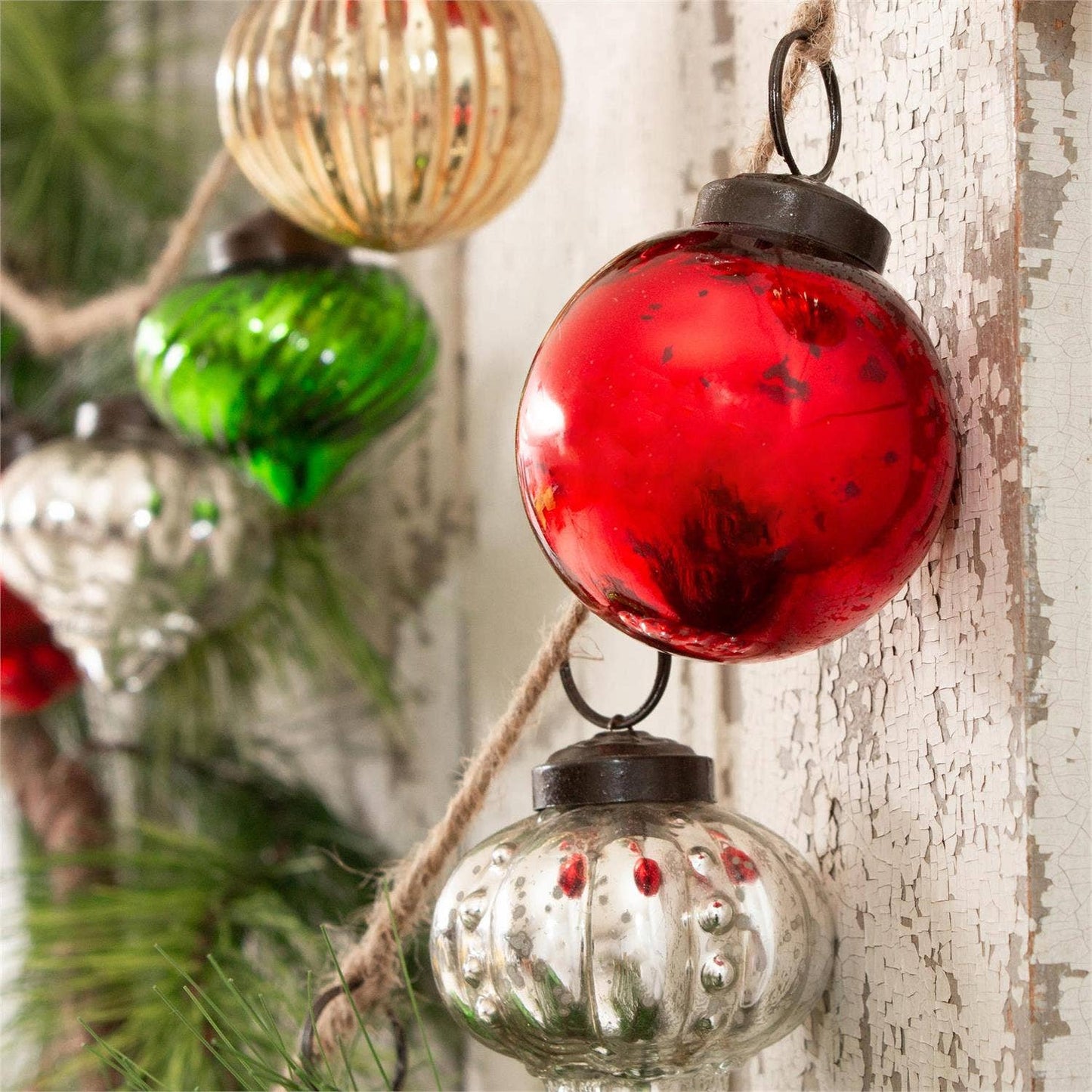 Audrey's - Garland - Colored Mercury Glass Ornaments (PC)
