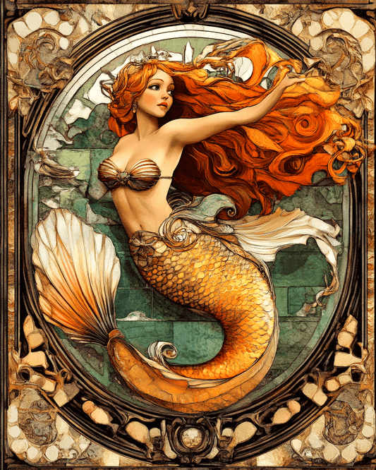 Mowbi - Nouveau Mermaid - Wall Art Print - Ocean Seaside Beachcore - 8"x10" Artwork - 11"x14" Matte