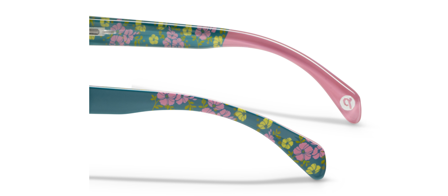 Peepers - Bee (Blue Light): Teal/Floral / Reading / 2.75