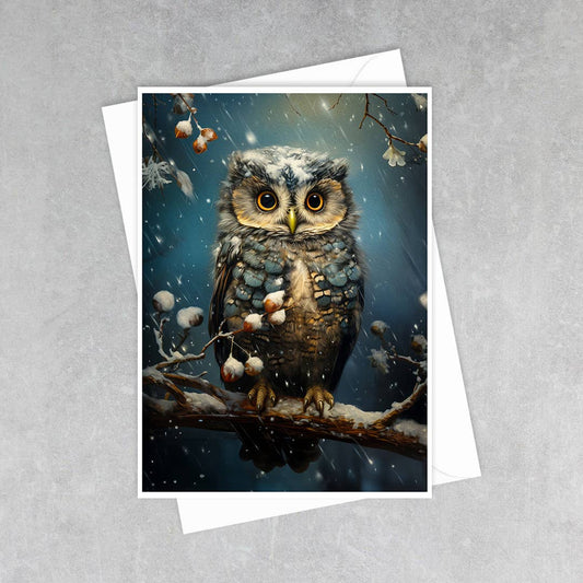 Salty Alyce - Owl on Winter Branch Greeting Card 54AS
