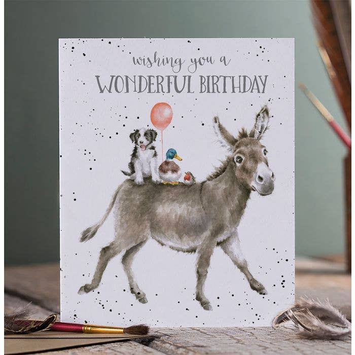 Wrendale Designs - Birthday Donkey Ride Single Greeted Card