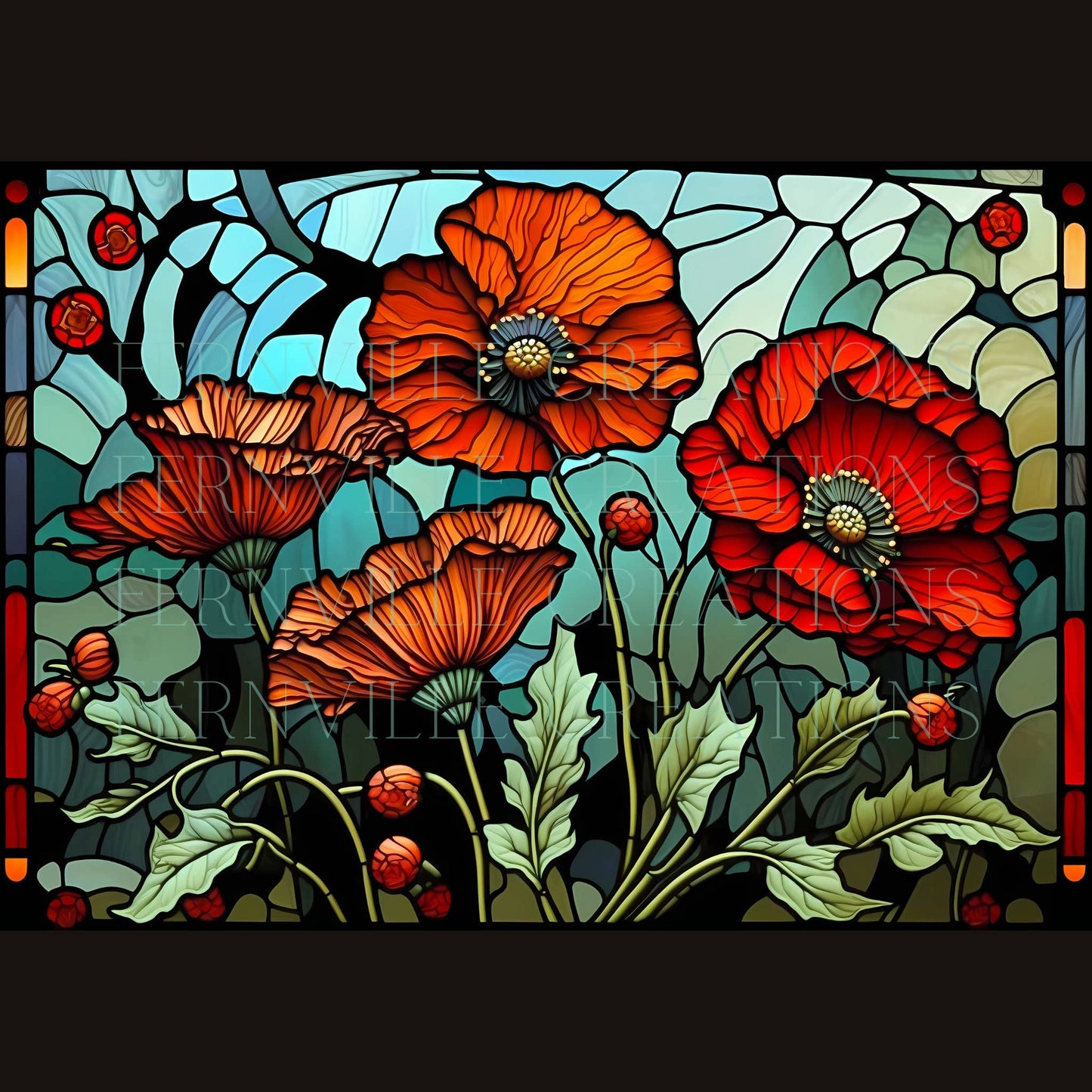 Fernville Creations - Floral Tempered Glass Cutting/Serving/Charcuterie Board: 12x15 Inch