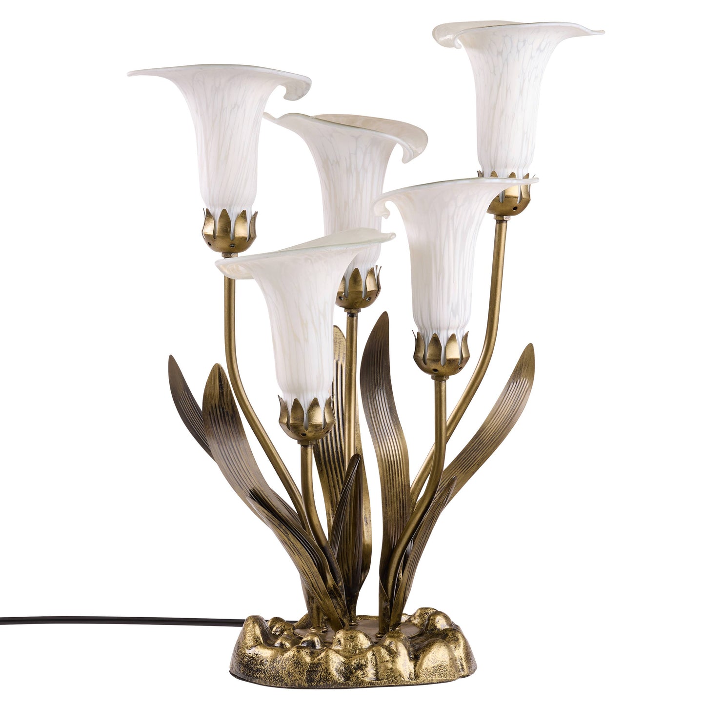 River of Goods - 20"H White Hand Blown Glass 5 Calla Lily Uplight Accent Lamp