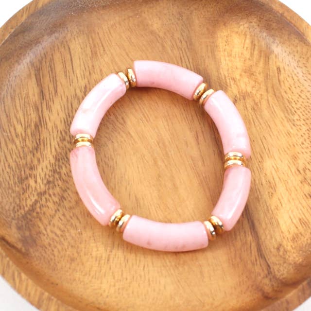 Pretty Persuasions - B22022 Tube Bead Stretch Bracelet: 02 Blue