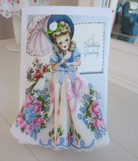 MOMENTS IN THYME - Little Lady Birthday Girl Hankie Card