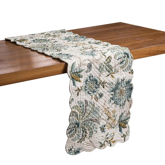 C&F Home - Braganza Teal Floral Table Runner