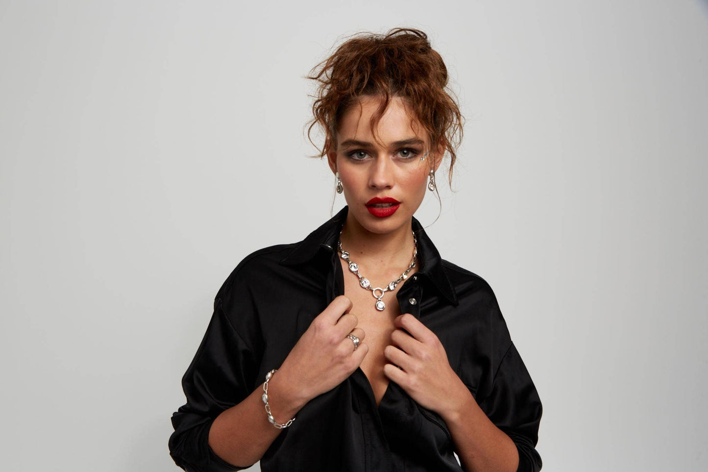 Chanour - Handmade Aura Eyes Crystal Pewter Necklace - 3922