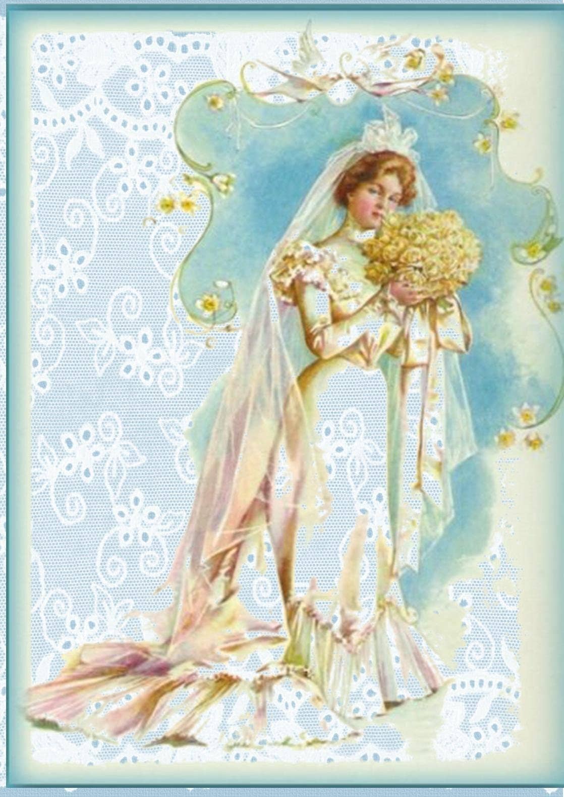 MOMENTS IN THYME - June Lovely Bride Hankie Card: White Hankie