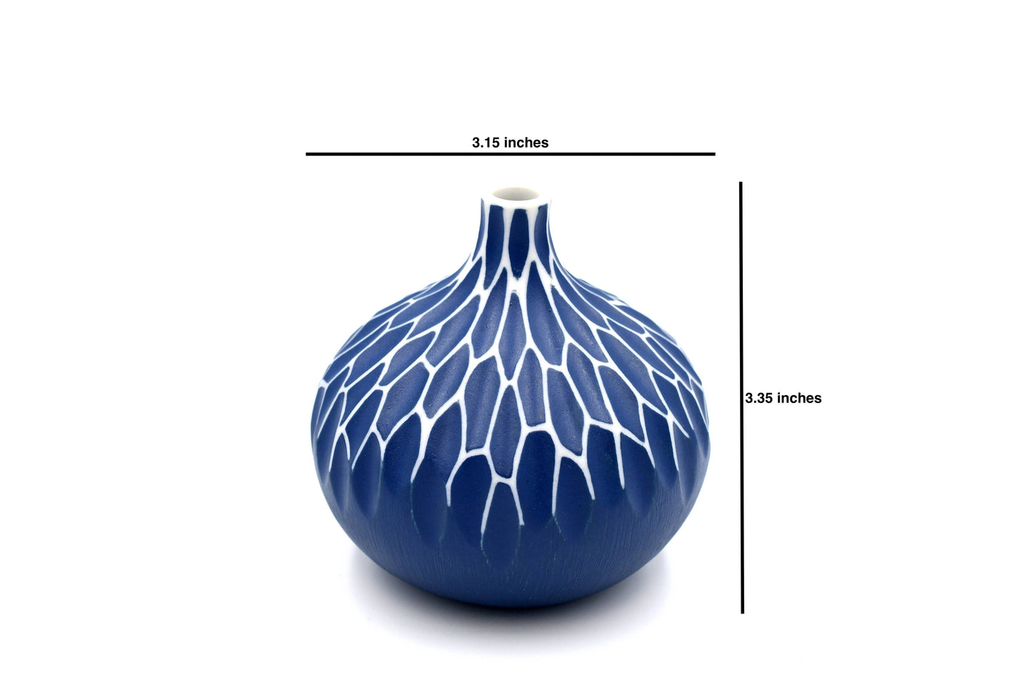 Art Floral Trading LLC - 524W69BLUE CONGO TINY L-Handcrafted Porcelain Bud Vase
