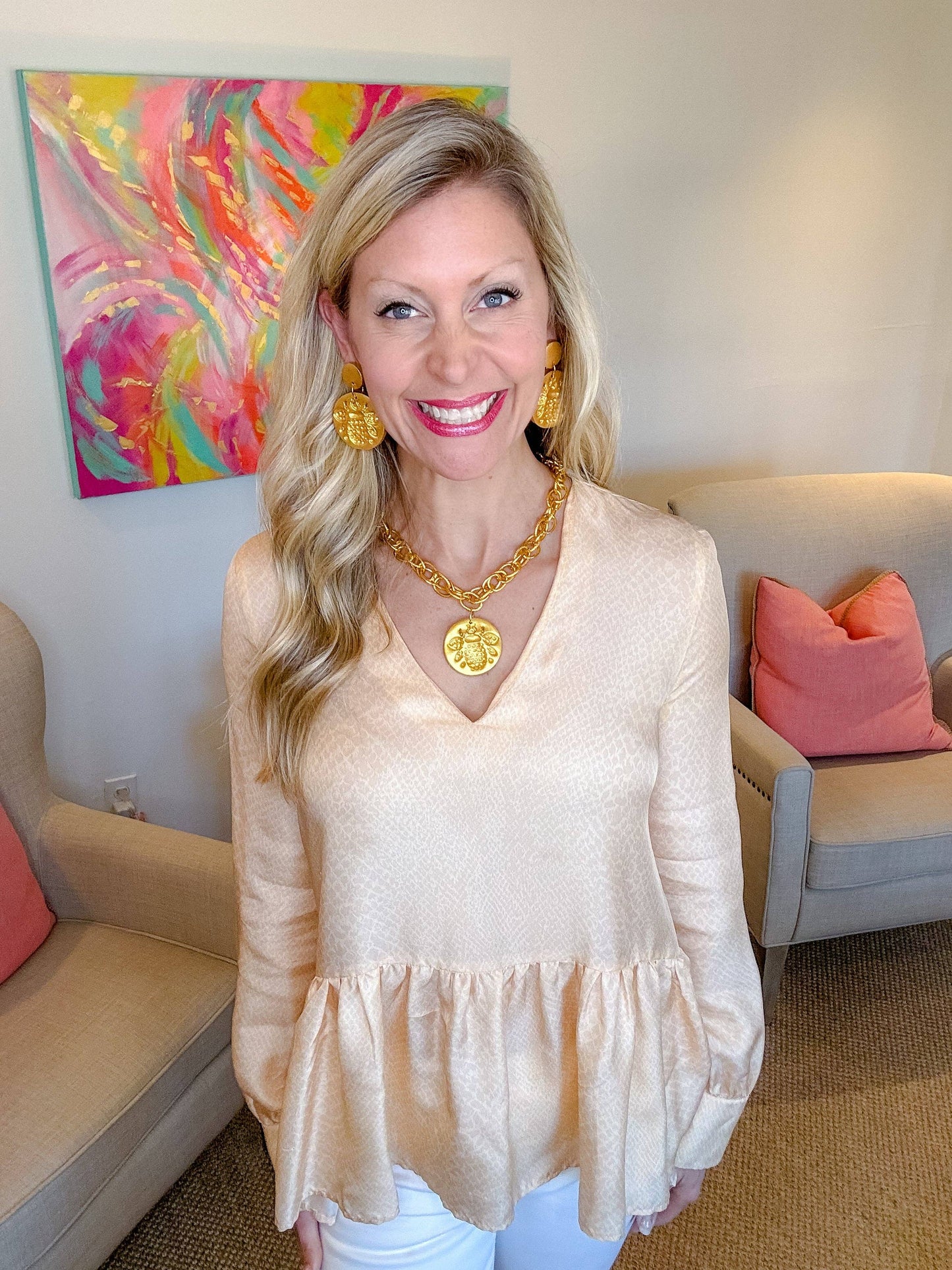 Hidden Truth Jewelry - Gold Chain with Bee Medallion