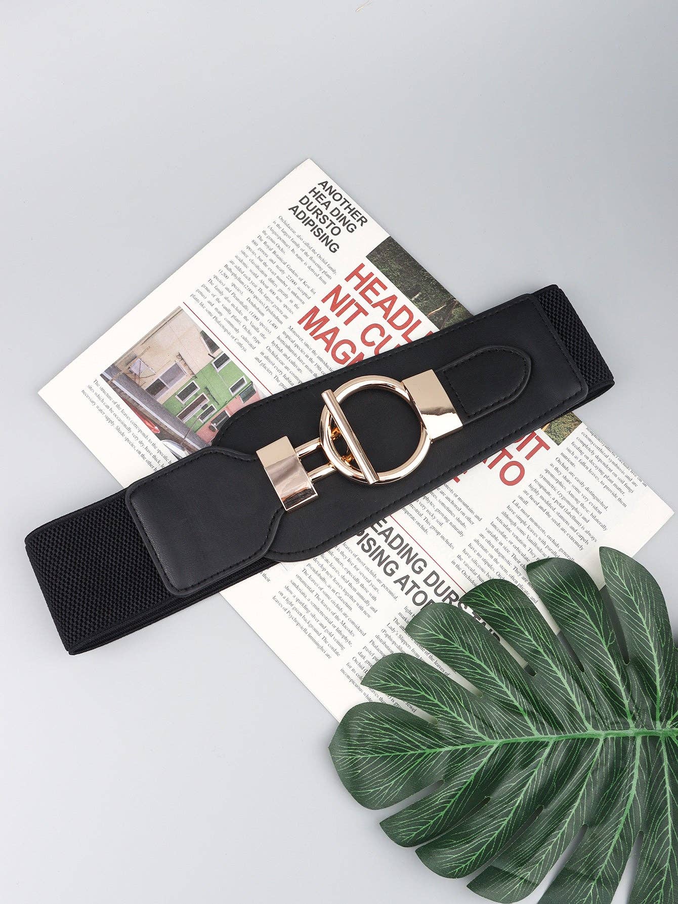 Kustom Kreations Goods - PU Elastic Wide Belt with Alloy Buckle: Black / One Size