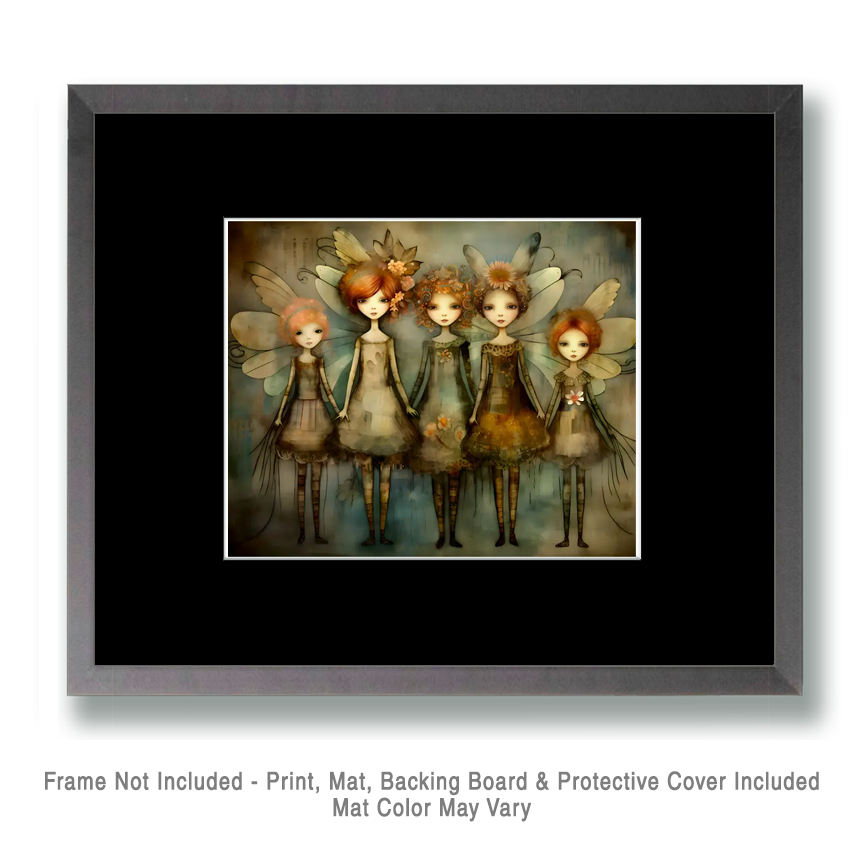 Mowbi - A Clique of Fairies Art Print – 8″x10″ Artwork – 11″x14″ Mat: 8x10