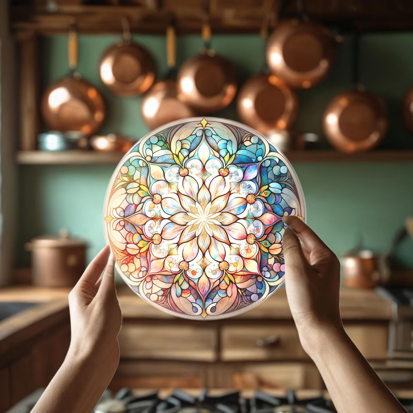 Fernville Creations - Mandala Charcuterie Board, Tempered Glass Cutting Board: 12-Inch