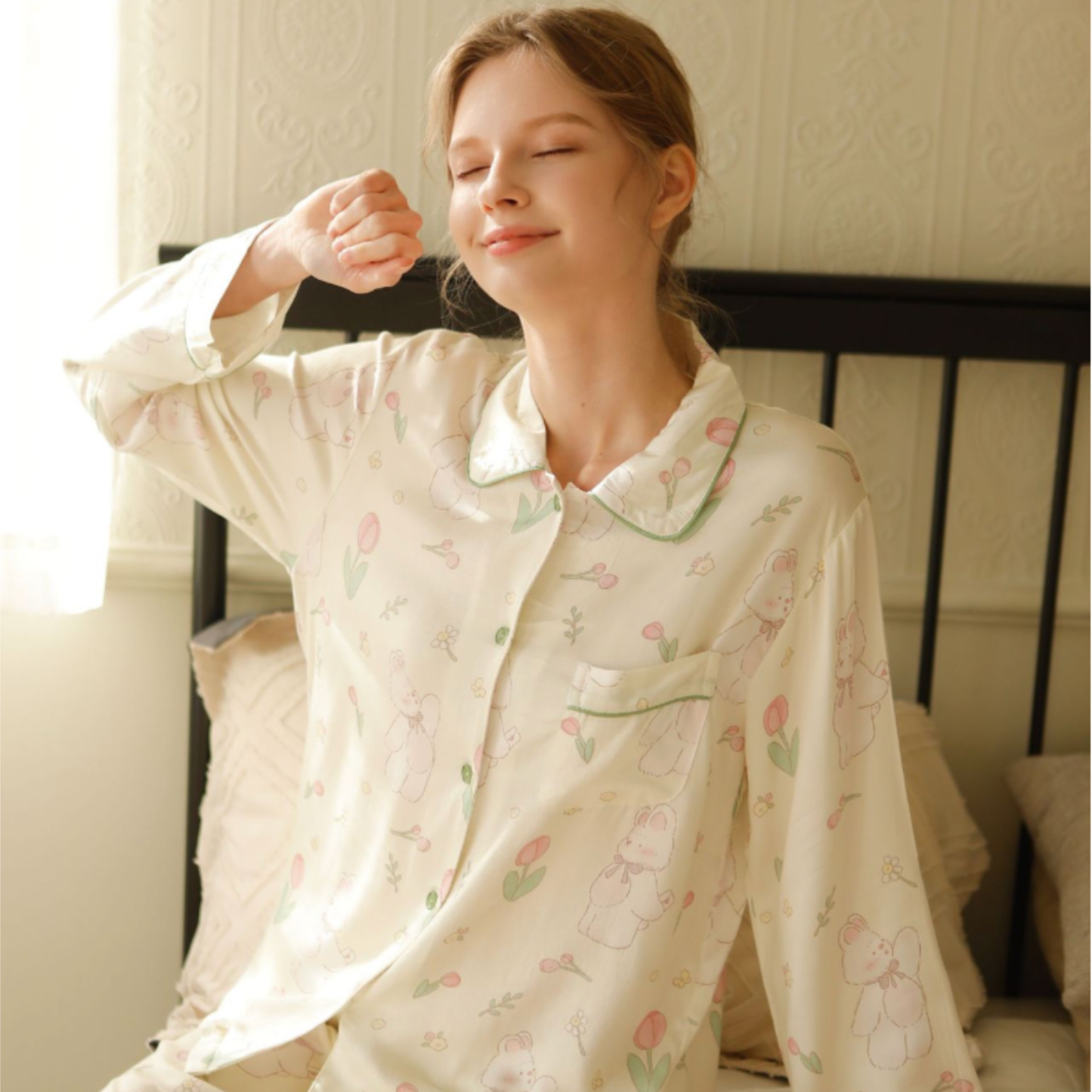 DrifWoo - Spring Bunny Print Pajama Set – Soft & Cozy Sleepwear  Easte: S