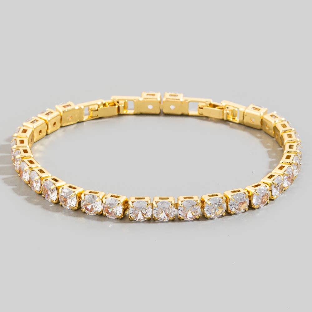 The Looks by Fame Accessories - Cz Studded Linked Bracelet: S