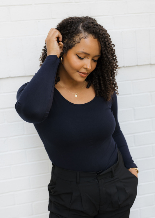 ELIETIAN - Reversible Long Sleeve - Curvy Fit: Navy