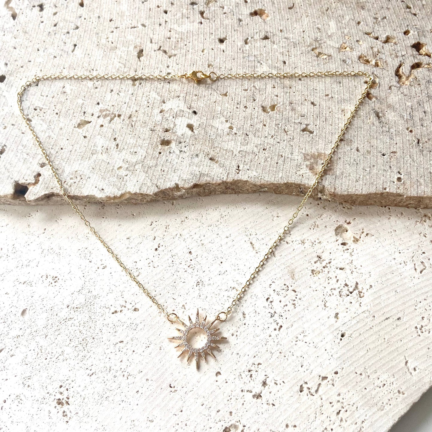 VB&CO Designs Handmade Jewelry - Sun celestial necklace minimalist boutique salon jewelry: 16”