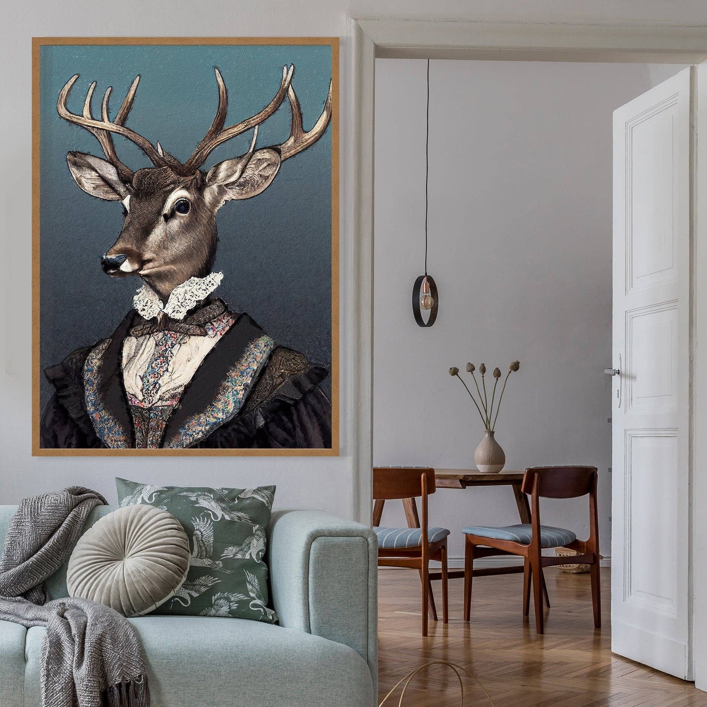 Ink & Drop - Female Stag Animal Head Print: 11 ¾ x 15 ¾ in | 30x40 cm / Matte