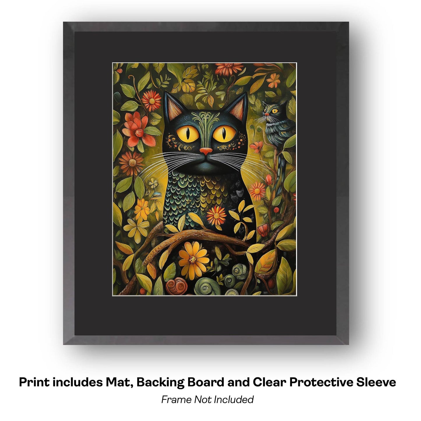 Mowbi - Folk Art Twin Fairies - Fairy Folk Art Prints – 8″x10″ Artwork in 11″x14″ Mat