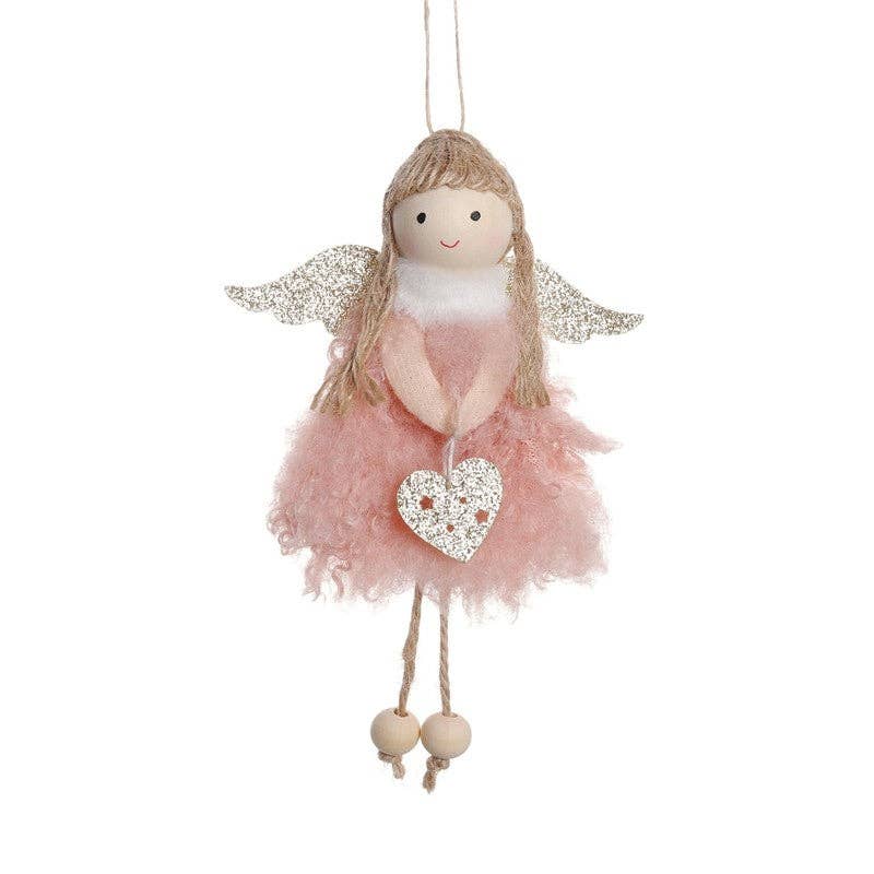 Ekartini - Christmas Plush Angel Girl Ornament: PINK
