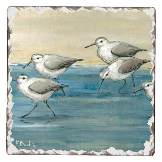 CounterArt/Highland Home/Thirstystone - Sandpipers On The Beach Single Absorbent Tumbled Tile Coaste