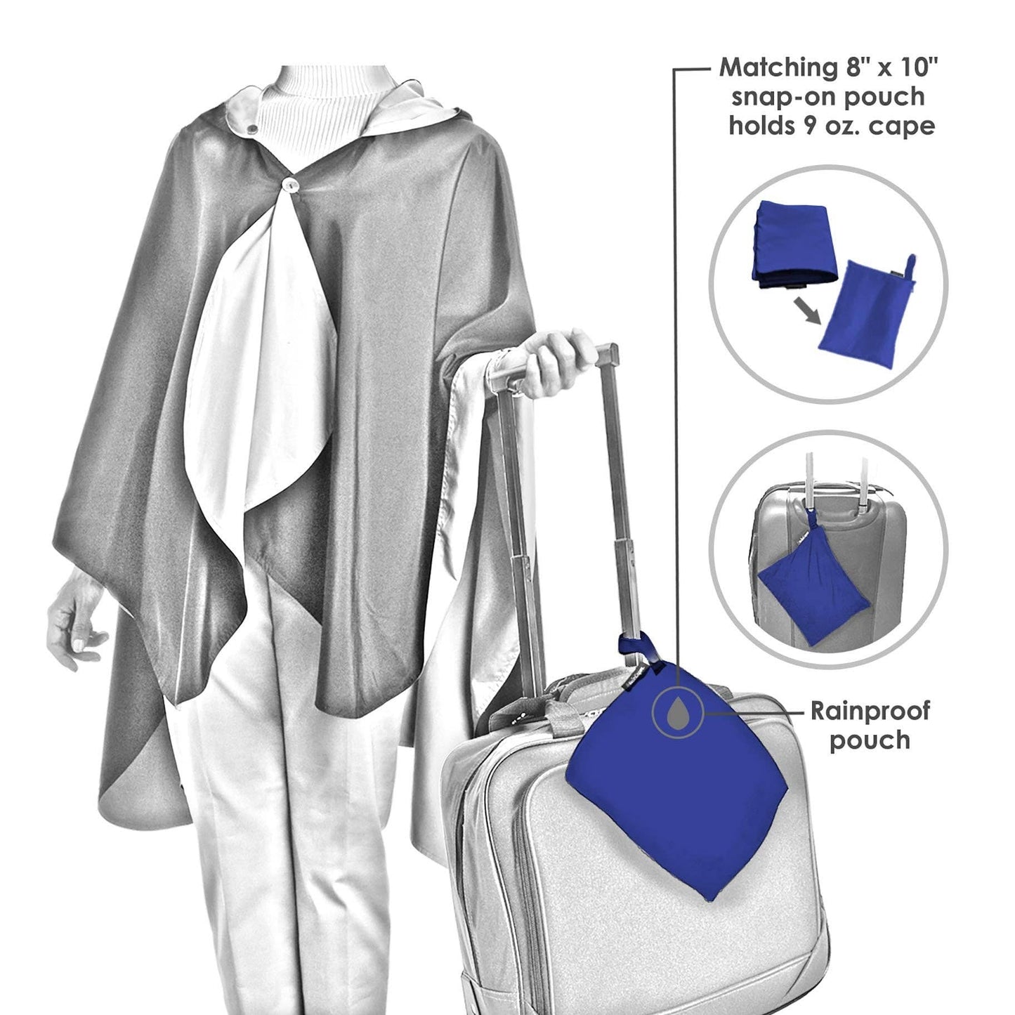 RainCaper - Tiffany Peonies & Iris Reversible Rain Cape – Lightweight Hooded Wrap for Women