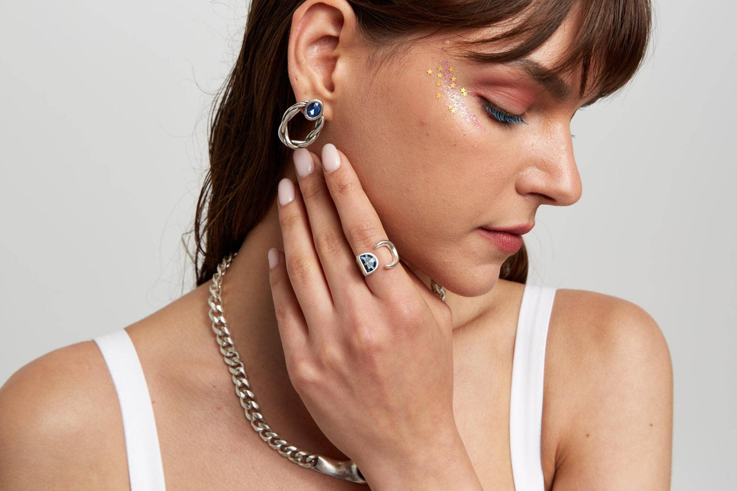 Chanour - Handmade BlueMoon Crystal Brass Ring - 6913