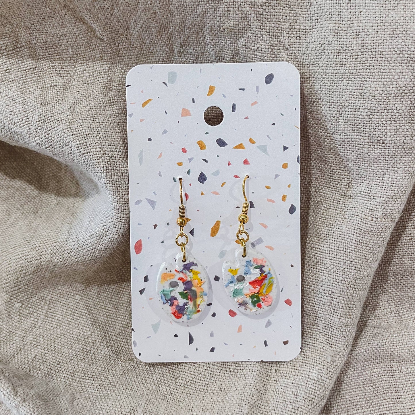 Sydni Carlson Art - Artist Messy Paint Palette Earrings: Dark Brown