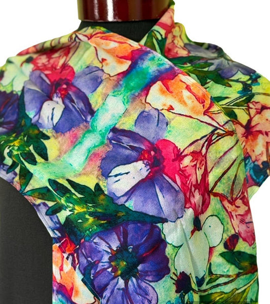 NINA J - Tropical Flowers Silk Scarf