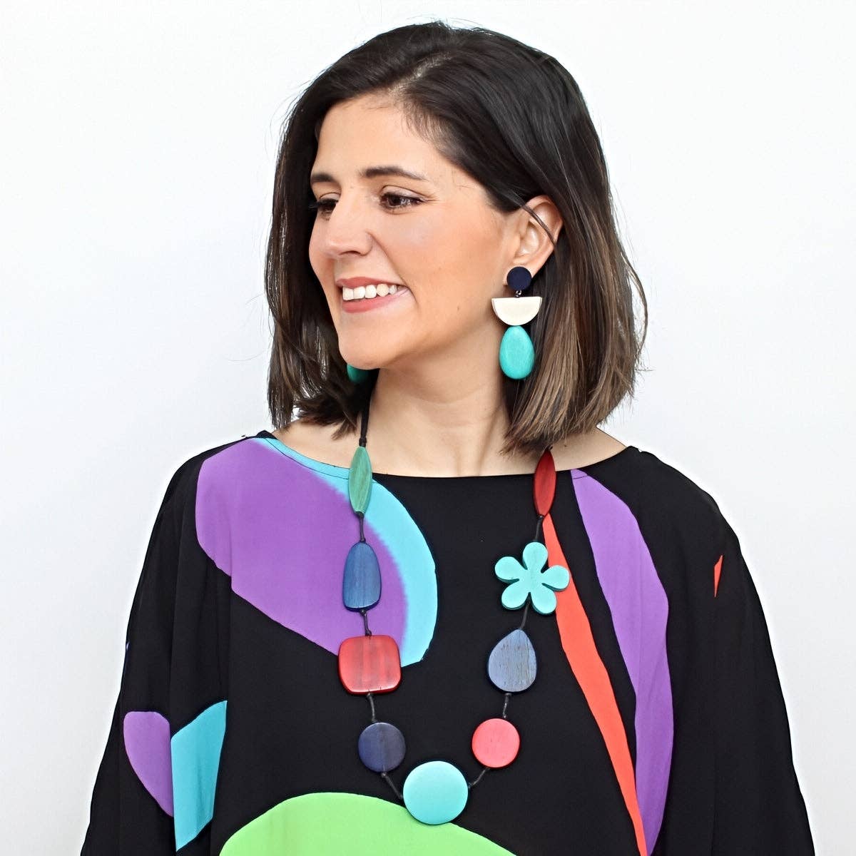 Sylca Designs - Multi Color Blossom Wood Necklace