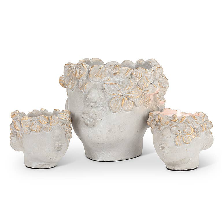 Abbott - Mini Kissing Face Planter w/Gold-4" H
