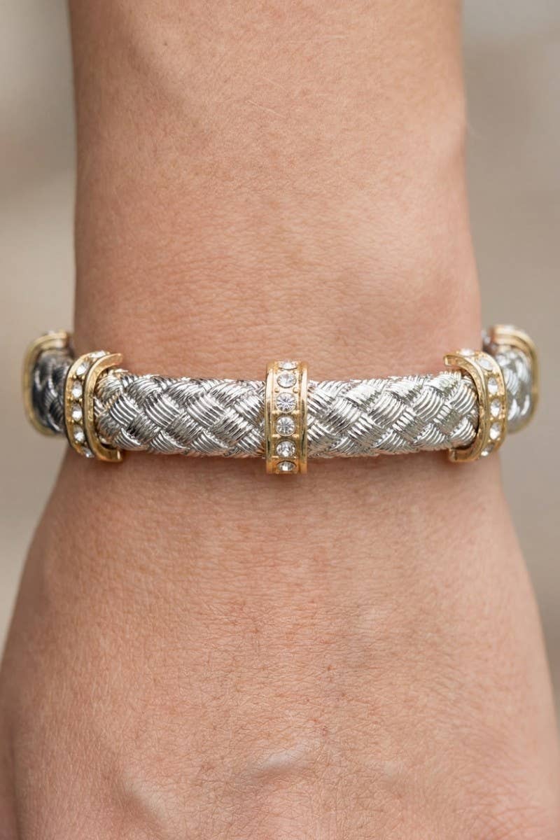 anbfashion - Two Tone Metallic Elastic Bracelet B3725: S