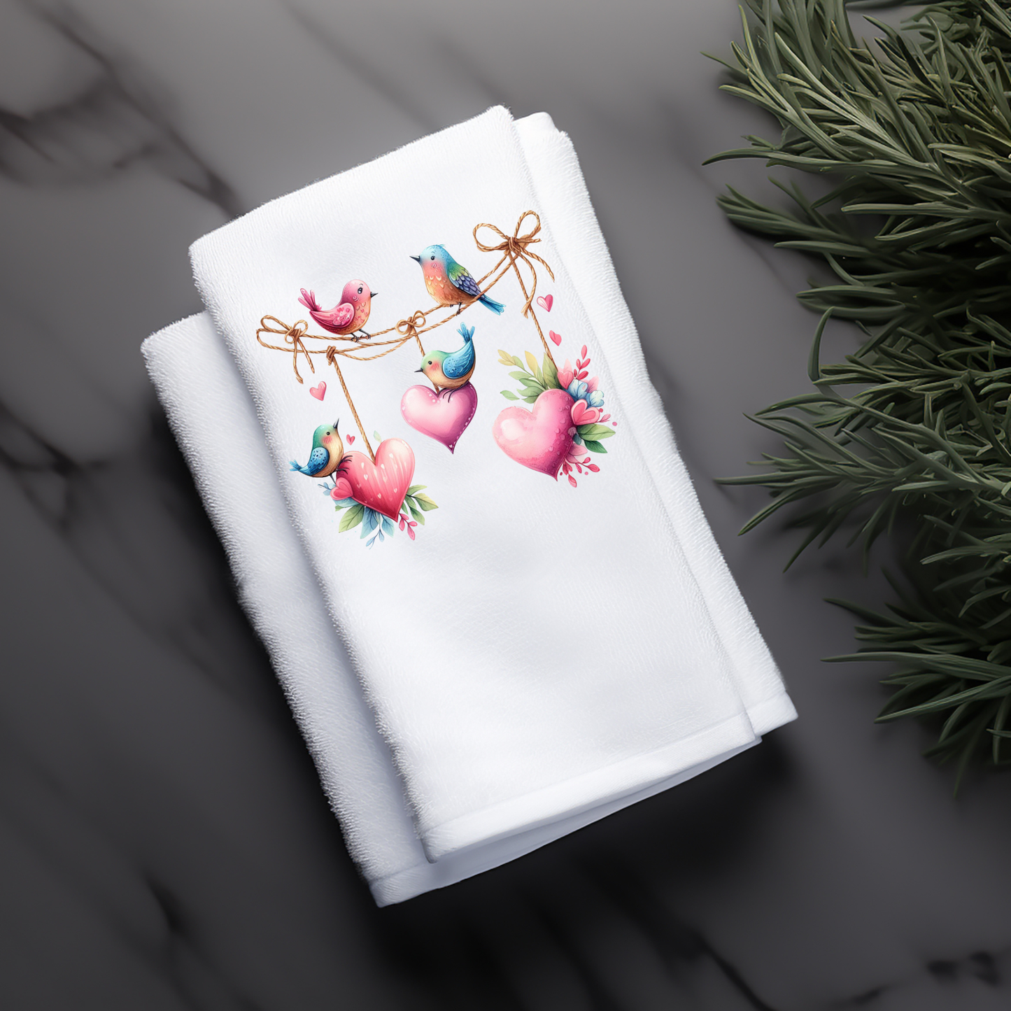 Fernville Creations - Valentine's Day Heart Fingertip Towel for Powder Room