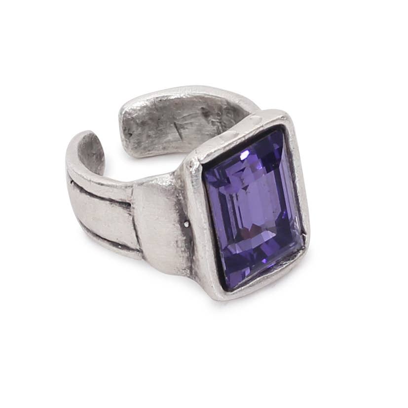 Chanour - Handmade Purple Crystal Brass Ring - 6915