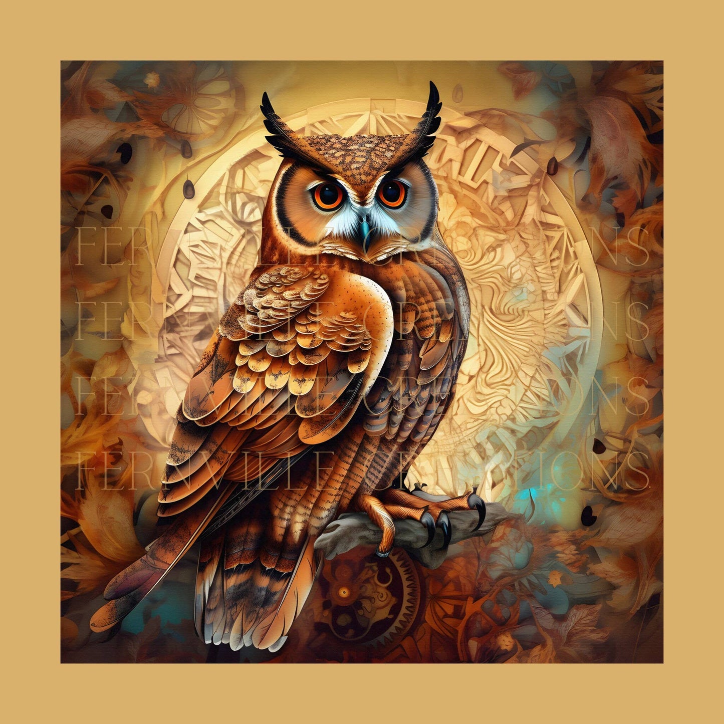 Fernville Creations - Owl Tempered Glass Cutting & Serving Board, Kitchen Art Gift: 12x15 Inch