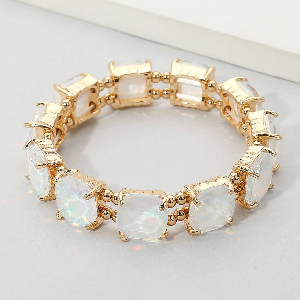 Sensibling Corp. - Cushion Square Stone Stretch Evening Bracelet: GCL