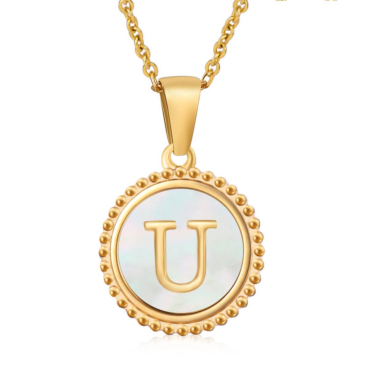 ACCITY - 18K GOLD STAINLESS STEEL SHELL LETTER NECKLACE_CWAJE0686: TYPE1 / (OS) 2